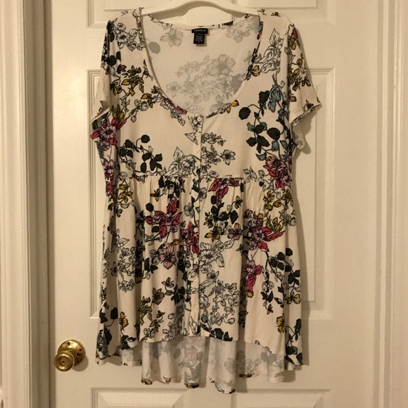SOLD - Torrid Floral Print Babydoll Top- Size 2 - Picture 5 of 7